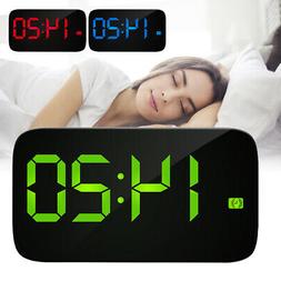 Alarm Clock Large Digital LED Display USB/Battery Sound Cont