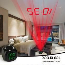 Alarm Clock LED Wall/Ceiling Projection LCD Digital Voice Ta