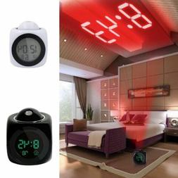 Alarm Clock LED Wall/Ceiling Projection LCD Digital Voice Ta