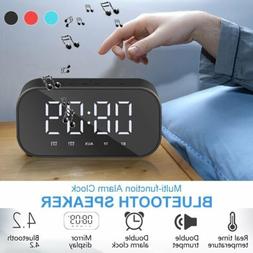Alarm Clock Portable Wireless Bluetooth Speaker Radio MP3 Pl