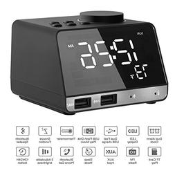 Alarm Clock Radio | TF Card Play | Dual Snooze Bluetooth Spe