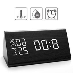 Digital Alarm Clock, with Wooden Electronic LED Time Display