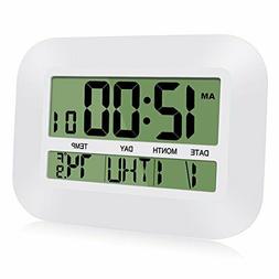 HeQiao Silent Desk Clocks, 12 Inch Digital Wall Clock Batter