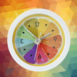 Alarm Clock Table Lemon Pattern Design Round Mute Clock for 