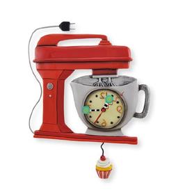 Allen Designs Red Vintage Kitchen Mixer Wall Clock with Cupc