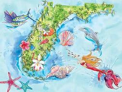 Amber Moran 500-pc. Florida Icon Map Puzzle One Size Blue/gr