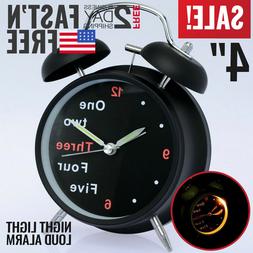 Analog Alarm Clock Vintage Retro Classic Bedroom Bedside Bat