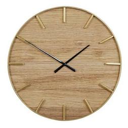 LITTON LANE Analog Wall Clock Brown Wood Rustic Theme Round 