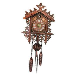Antique Wood Cuckoo Wall Clock with Pendulum for Home Office