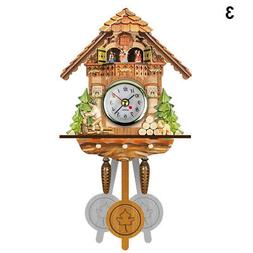 Antique Wooden Cuckoo Wall Clock Bird Time Cottage Shape Ala