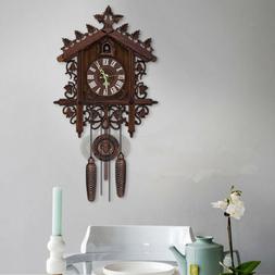 Antique Wooden Cuckoo Wall Clock with Pendulum for Home Offi
