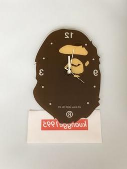 A BATHING APE APE HEAD WALL CLOCK Unused Brown Color From Ja