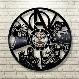 Avengers Vinyl Record Wall Art Clock Room Decor Birthday Uni