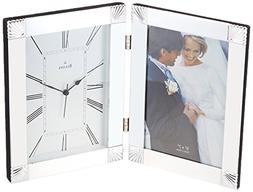 BULOVA B1254 PICTURE FRAME CLOCK,HINGED POLISHED CHROME META