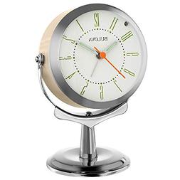 Bulova B8120 Pedestal Alarm Clock, Almond/Silver
