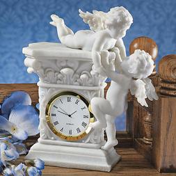 Baroque Twin Cherubs Desktop Clock