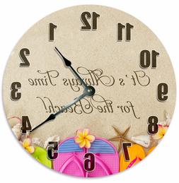 BEACH SANDALS CLOCK  - Large 10.5" Wall Clock - 2186