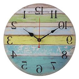 Old Oak Large Decorative Wall Clock Silent Non-Ticking Batte