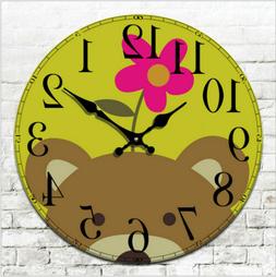 Bear Animal Wall Clock Nursery Children's Bedroom Kindergart