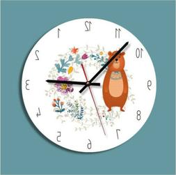 Bear Wall Clock Home Kindergarten Nursery Living Room Bar De