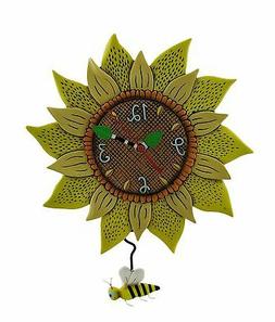 Allen Designs Bee Sunny Sunflower Wall Clock with Bee Pendul