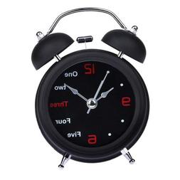 Bell Alarm Clock Non-ticking Bedside Wakeup Clock Battery Po