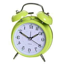 Bell Alarm Clock Non-ticking Bedside Wakeup Clock Battery Po