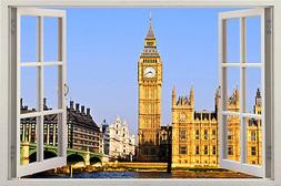Big Ben London Clock Urban City huge 3D Window View Wall Sti
