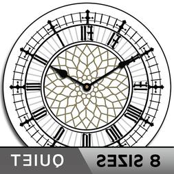 Big Ben White Silent Wall Clock Decorative Non Ticking Batte