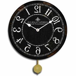 Black & White Pendulum Wall Clock  Perfect Round Home Wall C