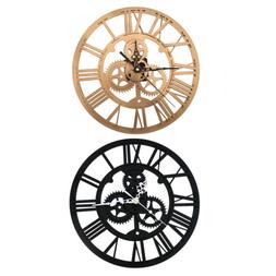 Black/Gold 30cm Round Skeleton Clock Acrylic Numeral For Ste