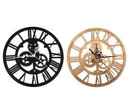Black/Gold 30cm Round Skeleton Clock Acrylic Numeral For Ste