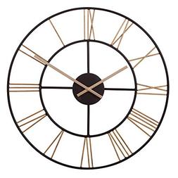 20" Black and Gold Metal Cut Out Roman Numeral Wall Clock