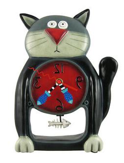 Allen Designs Black Kitty Cat Pendulum Wall Clock
