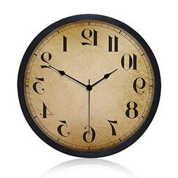 Gkwet Black Retro Wall Clock, Silent Non Ticking 10 Inch Qua