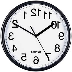 Bernhard Products Large Black Wall Clock, Silent Non Ticking