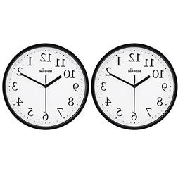 Hippih Black Wall Clock Silent Non Ticking Quality Quartz, 1