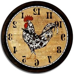Black & White Rooster Wall Clock, Available in 8 sizes, Most