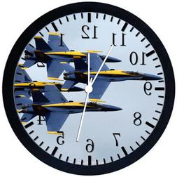 Blue Angels F-18 Black Frame Wall Clock Nice For Decor or Gi