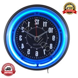 Blue Neon Light Retro 11" Analog Wall Clock Reliable Game Ro