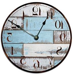 Sugar Vine Art Blue Rustic Wood Clock Extra Large 15.5" to 1