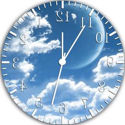 Blue Sky Clouds Frameless Borderless Wall Clock Nice For Gif