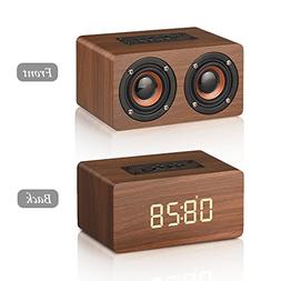 MODAR Bluetooth Speaker Digital Alarm Clock Wooden, V4.2 Por