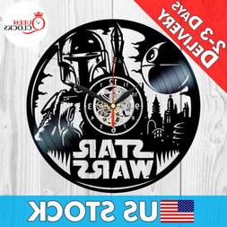 Boba Fett Wall Art Vinyl Record Clock Star Wars Home Decor D