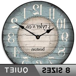 Boston Harbor Blue Wall Clock Non Ticking  Whisper Quiet Bat