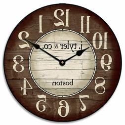 Boston Harbor Brown Non Ticking Silent Wall Clock Battery Op