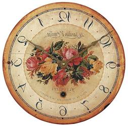 Roger Lascelles Bouquet Emilie Rose Wall Clock, 13.4-Inch