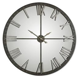 Zinc Decor Large Bronze Metal Wall Clock With Mirrored Face 
