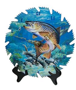 Brown Trout fish 7 1/4" REAL Saw Blade Clock hand crafted fi
