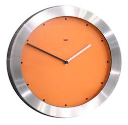 BAI Brushed Aluminum Wall Clock, Signature Orange
